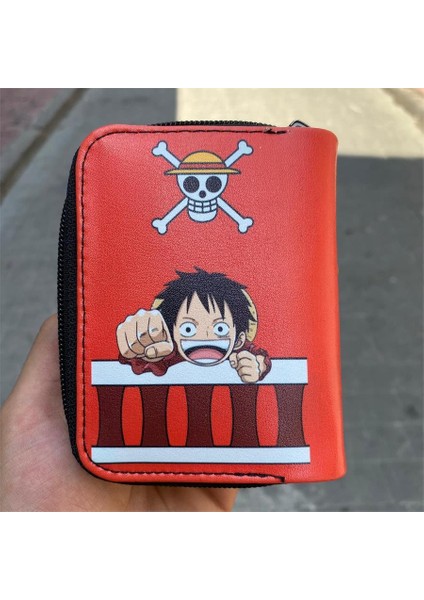 Kırmızı Anime One Piece : Monkey D. Luffy Kısa Cüzdan