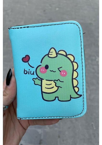 Mavi Biu Dinosaur Rose Kısa Cüzdan