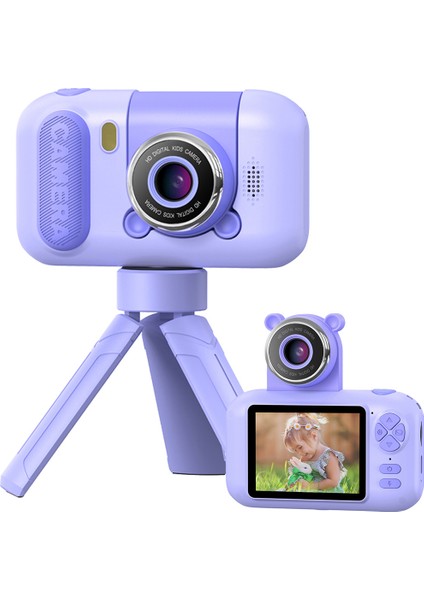 F79 2.4 Inç Ekran Çocuk Dijital Kamera Flip Lens Hd Çocuk Fotoğraf Makinesi-Mor (Yurt Dışından)