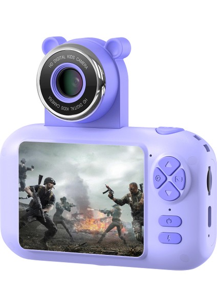 F79 2.4 Inç Ekran Çocuk Dijital Kamera Flip Lens Hd Çocuk Fotoğraf Makinesi-Mor (Yurt Dışından)