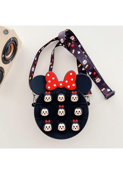 Küçük Boy Minnie - Mickey Mouse Kabartmalı Silikon Askılı Çanta