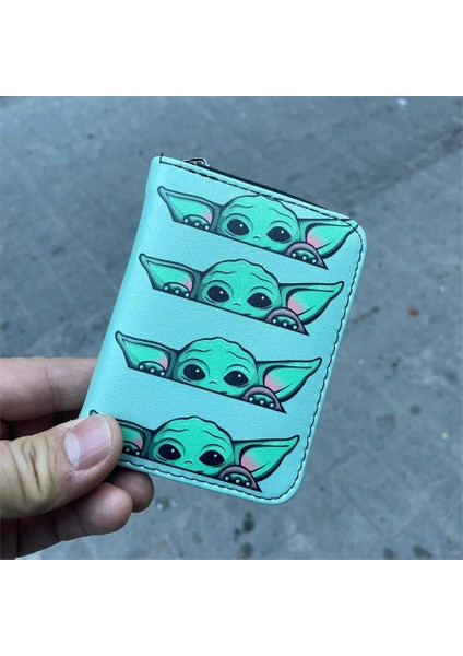 Yeşil Baby Yoda Kolaj Kısa Cüzdan
