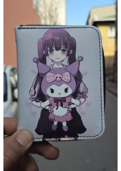 Beyaz Kuromi With Anime Girl Kısa Cüzdan