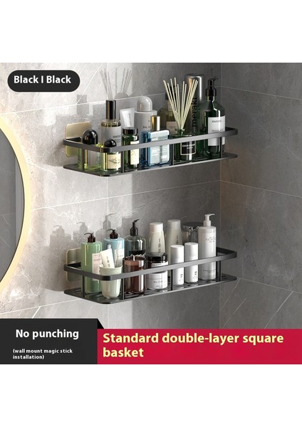 Alüminyum Alaşımlı Banyo Rafı Banyo Tuvalet Tuvalet Depolama Rafı Delme Olmadan Duvara Asılı Duvar (Yurt Dışından)
