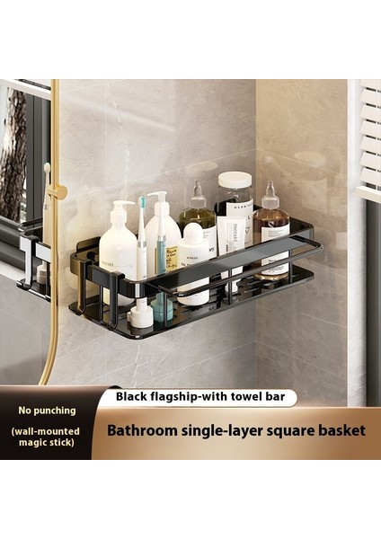 Alüminyum Alaşımlı Banyo Rafı Banyo Tuvalet Tuvalet Depolama Rafı Delme Olmadan Duvara Asılı Duvar (Yurt Dışından)