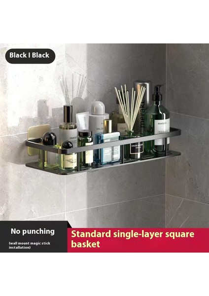 Alüminyum Alaşımlı Banyo Rafı Banyo Tuvalet Tuvalet Depolama Rafı Delme Olmadan Duvara Asılı Duvar (Yurt Dışından)