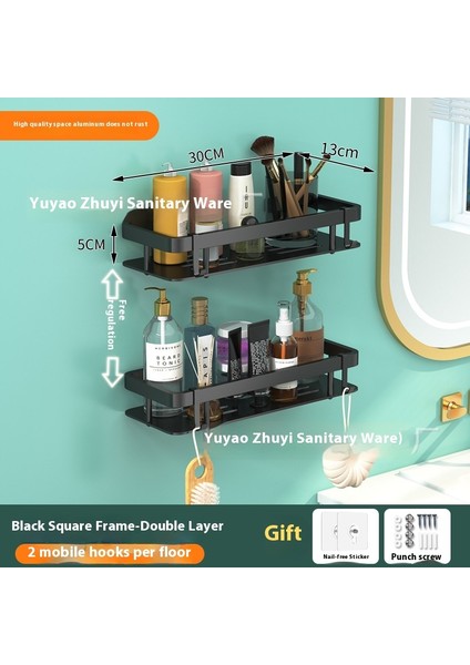 Alüminyum Alaşımlı Banyo Rafı Banyo Tuvalet Tuvalet Depolama Rafı Delme Olmadan Duvara Asılı Duvar (Yurt Dışından)