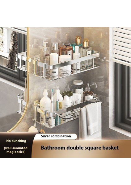 Alüminyum Alaşımlı Banyo Rafı Banyo Tuvalet Tuvalet Depolama Rafı Delme Olmadan Duvara Asılı Duvar (Yurt Dışından)