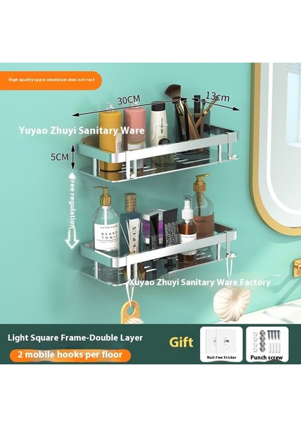 Alüminyum Alaşımlı Banyo Rafı Banyo Tuvalet Tuvalet Depolama Rafı Delme Olmadan Duvara Asılı Duvar (Yurt Dışından)