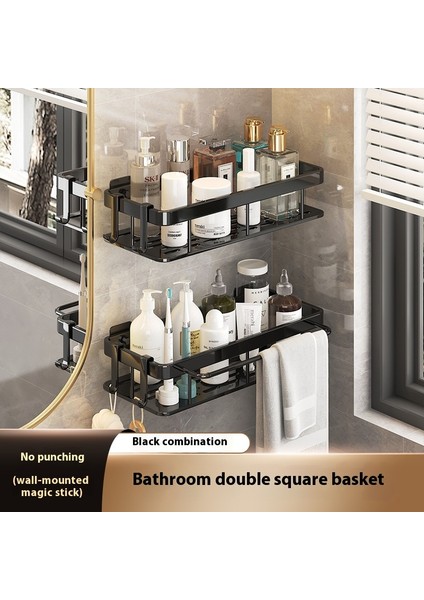 Alüminyum Alaşımlı Banyo Rafı Banyo Tuvalet Tuvalet Depolama Rafı Delme Olmadan Duvara Asılı Duvar (Yurt Dışından)