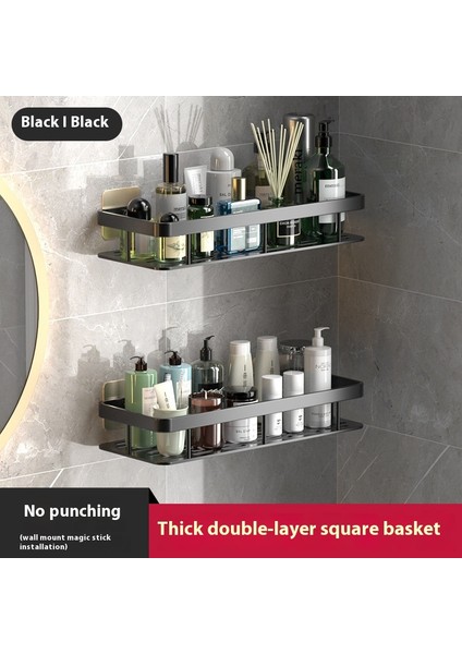 Alüminyum Alaşımlı Banyo Rafı Banyo Tuvalet Tuvalet Depolama Rafı Delme Olmadan Duvara Asılı Duvar (Yurt Dışından)