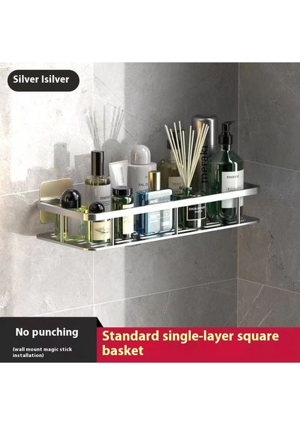 Alüminyum Alaşımlı Banyo Rafı Banyo Tuvalet Tuvalet Depolama Rafı Delme Olmadan Duvara Asılı Duvar (Yurt Dışından)