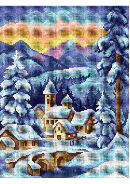 Baskılı Goblen Kış Köyü 2510 30*40 cm