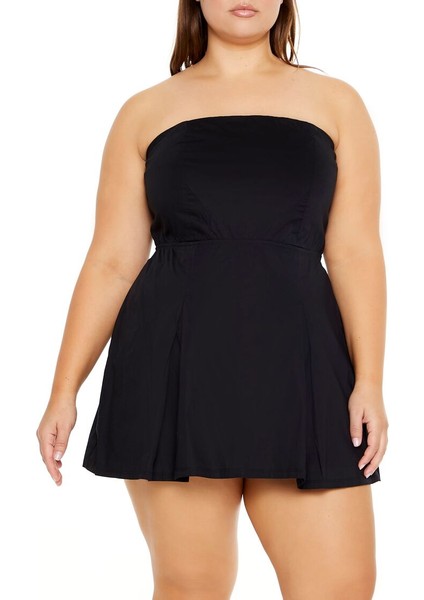Plus Size Straplez Yaka Tulum