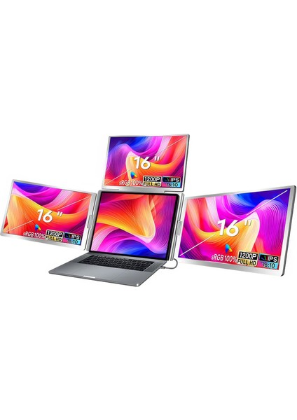 NPM788 16" Fhd 1200P IPS Type-C Taşınabilir 3'lü Monitör Çoklayıcı Standlı Notebook Monitör