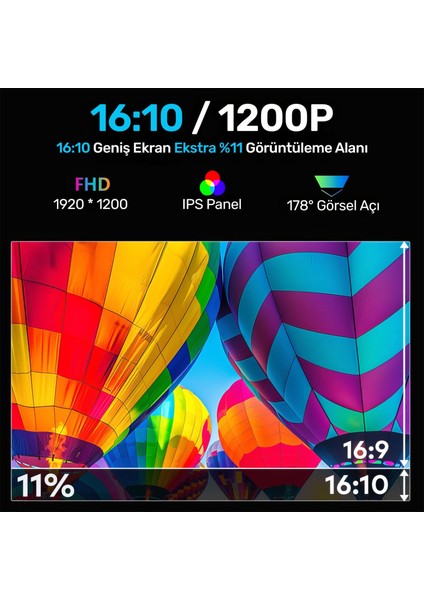 NPM788 16" Fhd 1200P IPS Type-C Taşınabilir 3'lü Monitör Çoklayıcı Standlı Notebook Monitör