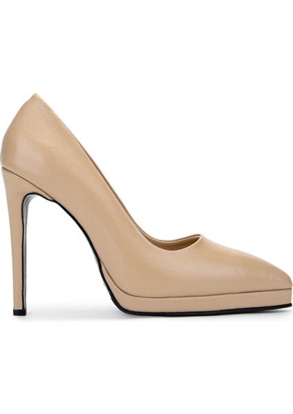 Kadın Hakiki Deri Bej Topuklu Ayakkabı 815 9382 Bn Ayk Y25 Nude Dr