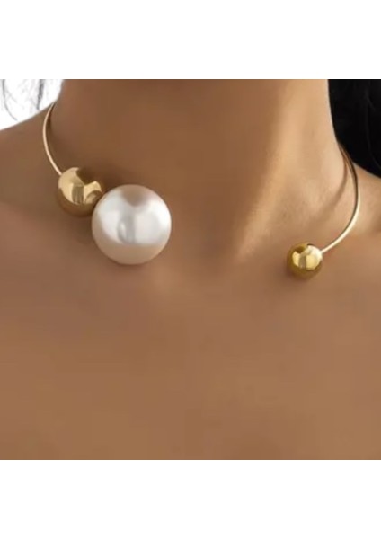 Gold Inci Detay Tasarım Choker Kolye