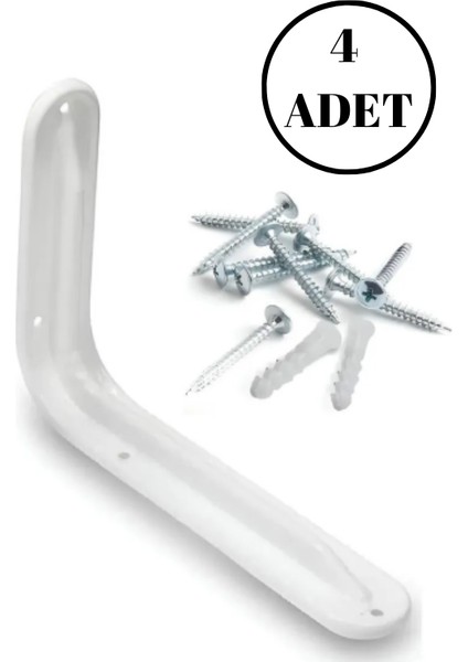 4 Adet Raf Altı Ayağı L Konsol Tüm Boyutlar - Raf Altı Kol - 22x28 cm