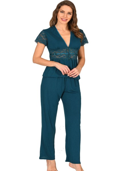 Petrol Yeşili Penye Pijama Takımı - 1633 - Beden Xl Bstmy