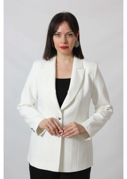 1905 Beyaz Kadın Büyük Beden Blazer Ceket fiyatları