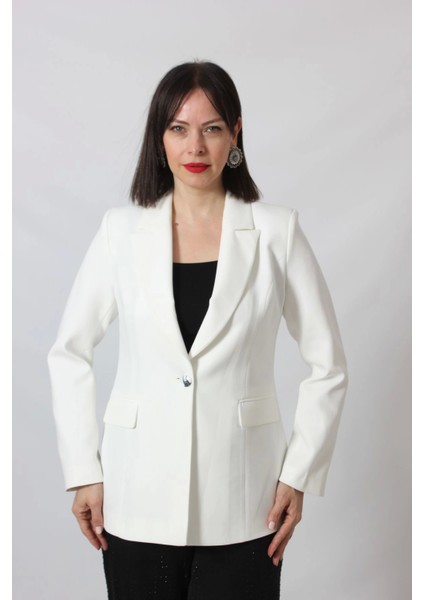 1905 Beyaz Kadın Büyük Beden Blazer Ceket modelleri