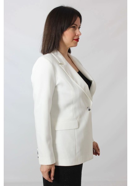1905 Beyaz Kadın Büyük Beden Blazer Ceket fırsatları