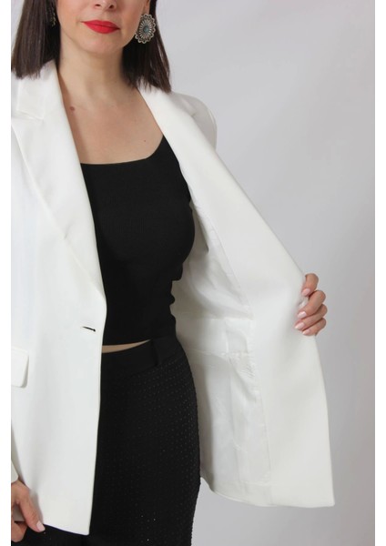 1905 Beyaz Kadın Büyük Beden Blazer Ceket indirimleri