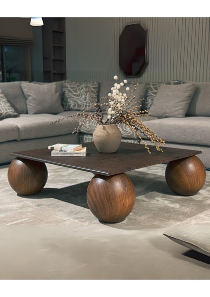 Top Sehpa & 4 Küre Orta Sehpa & Cam Sehpa & Tabla Ahşap Sehpa