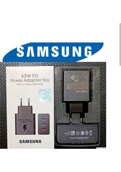 Samsung 3ın1 Trio 65W 2xpd Usba Şarj Aleti 3 Çıkış EP-T6530N