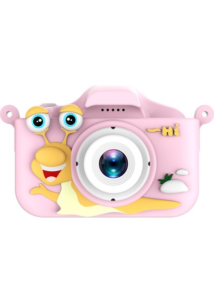2.0 Inç Çift Lensli Çocuk Dijital Kamera Karikatür Salyangoz Tasarımı Video Kaydedici, 32G Tf Kart + Kart Okuyucu-Pembe (Yurt Dışından)