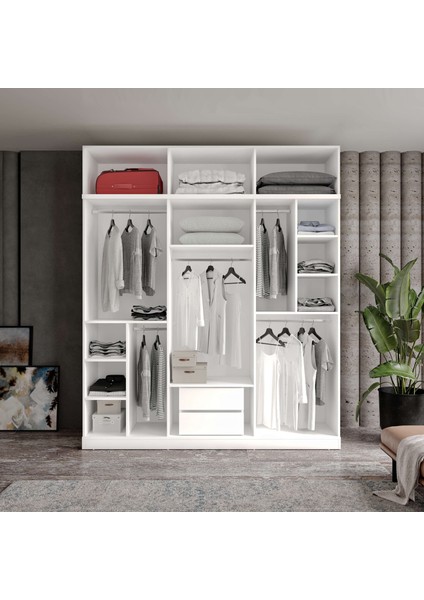 Milas 6 Kapaklı Komple Mdf Yüklüklü Gardırop