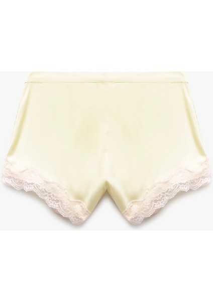 Rahat Kalıp Dantel Detaylı Mini Saten Şort Pijama Altı
