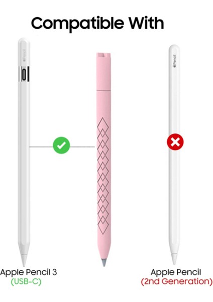 Apple Pencil (Usb-C) Için Elmas Dokulu Silikon Kılıf Stylus Kalem Koruyucu Kılıf-Beyaz (Yurt Dışından)
