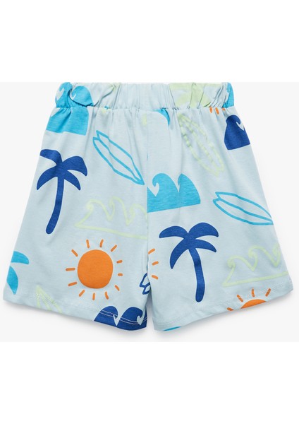 Pamuklu Cep Detaylı Beli Bağcıklı Baskılı Şort fiyatları