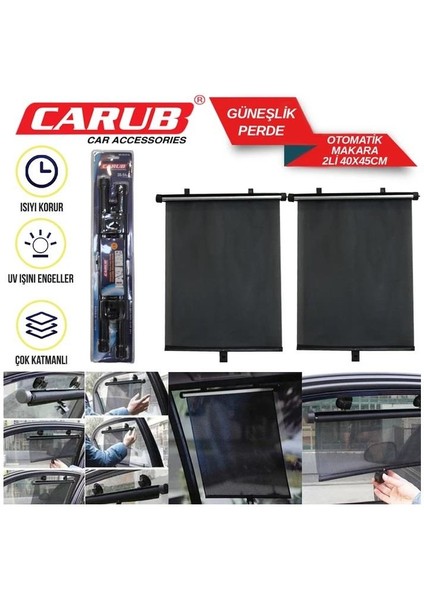Carub Güneşlik Perde Otomatik Makaralı 2li 40X45 fiyatları