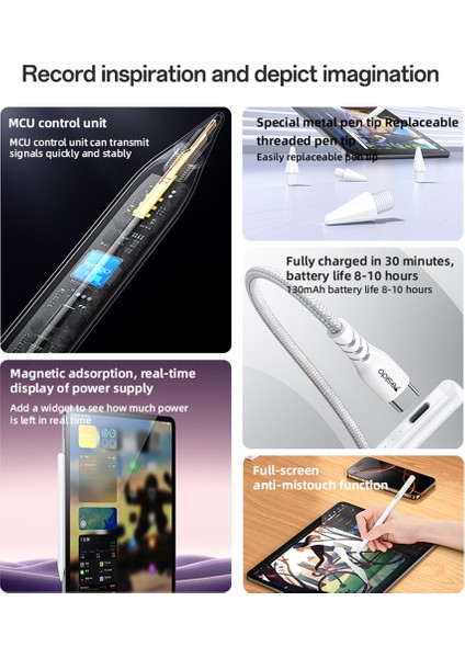 Yesıdo ST17 iPad Stylus Kalem Şarj Edilebilir Dokunmatik Ekran Kalemi Hassas Yazma Çizim Aracı (Yurt Dışından)