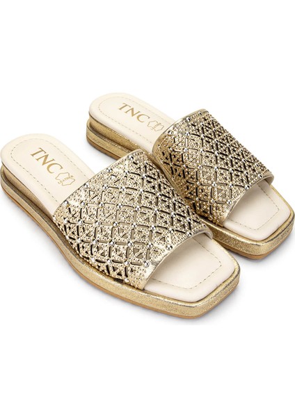 Kadın Hakiki Deri Gold Topuklu Terlik 1043 659 Bn Trlk Y25 Lıght Gold