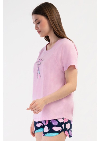 Kadın Kısa Kol Pembe Şortlu Pijama Takım C1T5N2O804 modelleri