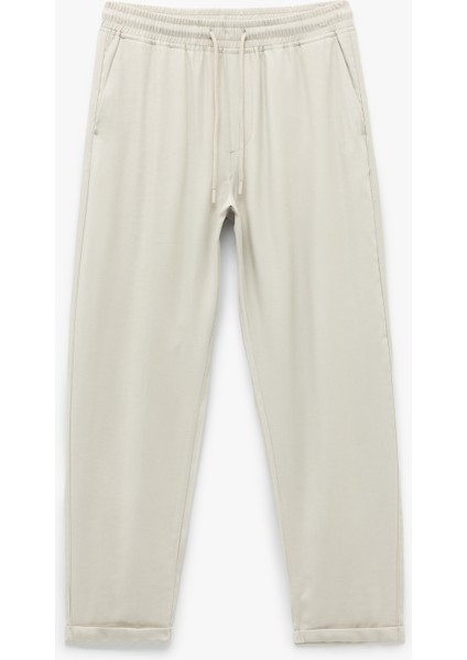 Viskon Cep Detaylı Rayon Tapered Beli Bağcıklı Eşofman Pantolon