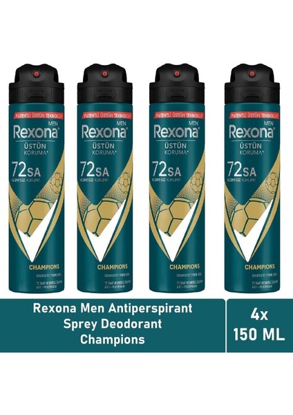 Erkek Deodorant 150 ml Champions x 4 Adet