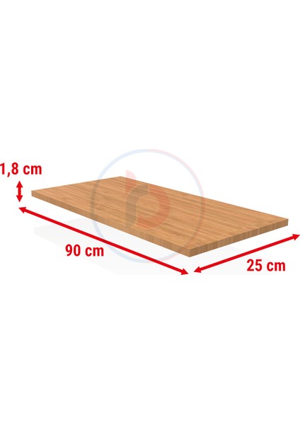 25x90 Cm Bambu Ahşap Raf - Suntalam Tekli Raf