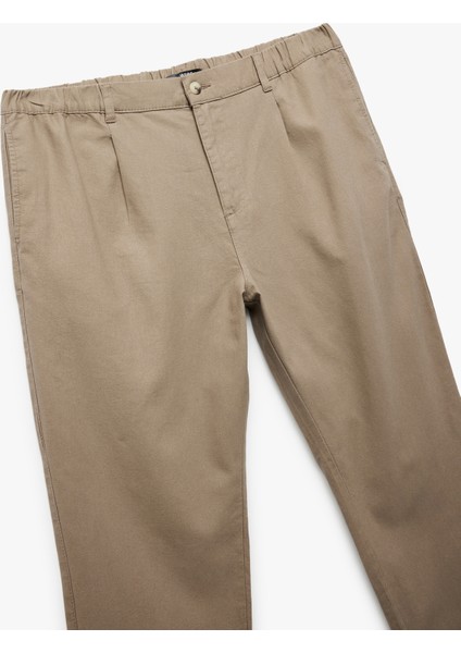 Cep Detaylı Düğmeli Pamuk Keten Karışımlı Chino Pantolon modelleri