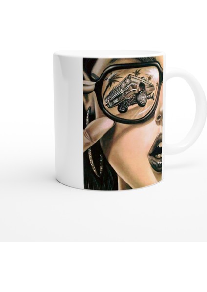 Retro Gözlükte Yansıyan Lowrider Araba Kupa Bardak fiyatları