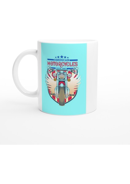 Amerikan Retro Motor Kanatlı Tasarım Baskılı Kupa Bardak