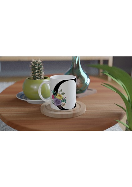 C Harfi Çizgisel Çiçekli Kupa Bardak fırsatları