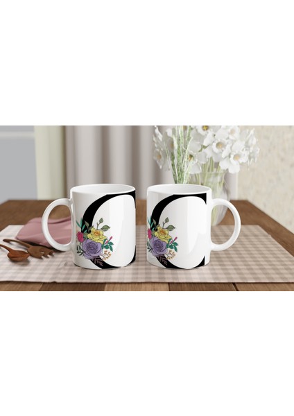 C Harfi Çizgisel Çiçekli Kupa Bardak indirimleri