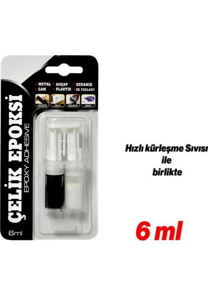 Çelik Epoksi Yapıştırıcı 6 ml Metal Plastik Seramik Cam Çelik Yalıtım Onarma Doldurma 1 Adet fırsatları