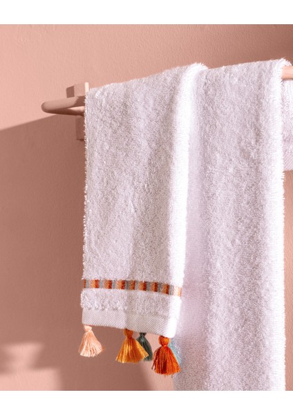 Gland 2'li %100 Pamuk El Havlusu - Beyaz/mercan fiyatları