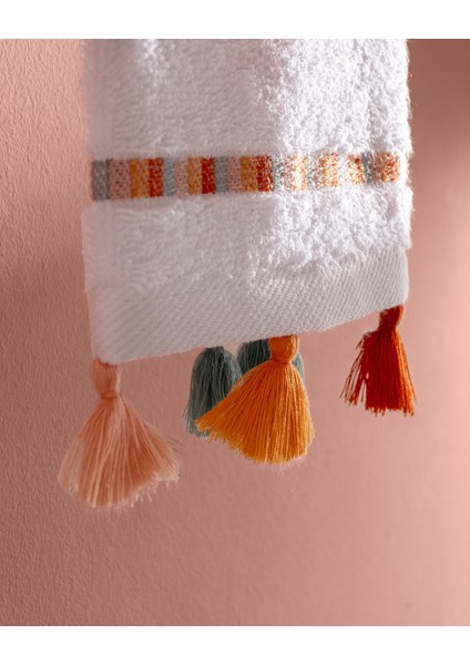 Gland 2'li %100 Pamuk El Havlusu - Beyaz/mercan modelleri